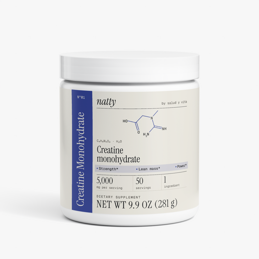 Natty Creatine Monohydrate tub with the Natty label