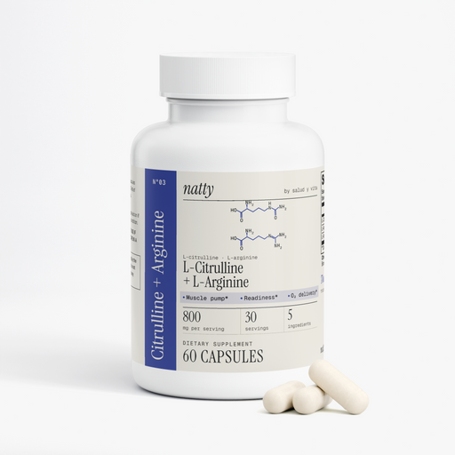 Natty Citrulline + Arginine bottle with the Natty label, view 2