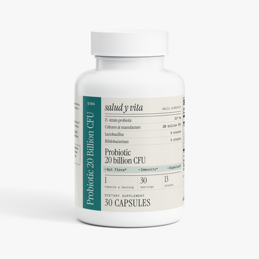 Probiotic 20 Billion CFU bottle on a white background