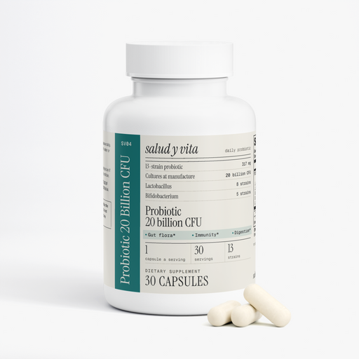 Probiotic 20 Billion CFU bottle on a white background