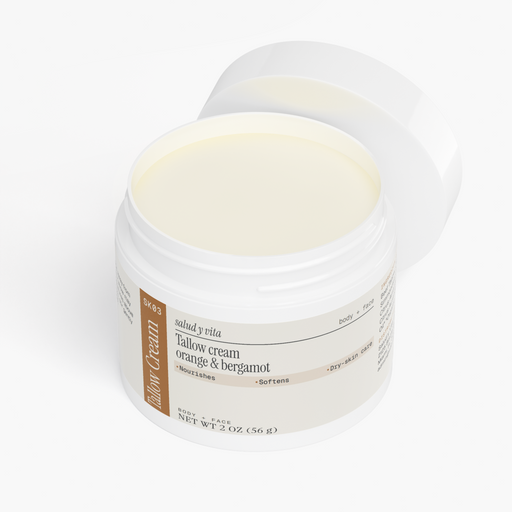 Tallow Cream, Orange & Bergamot jar on a white background