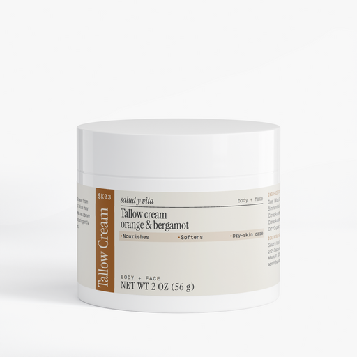 Tallow Cream, Orange & Bergamot jar on a white background