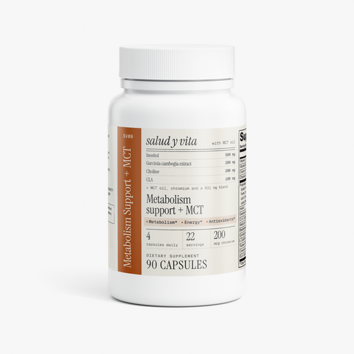 Metabolism Support + MCT bottle on a white background