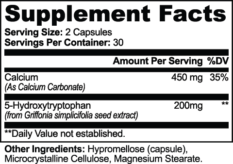 5-HTP Supplement Facts panel