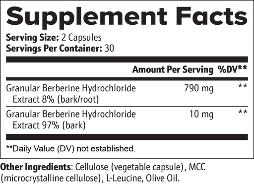 Berberine Supplement Facts panel